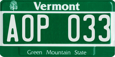 VT license plate AOP033