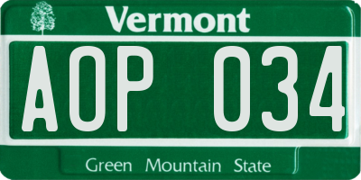 VT license plate AOP034