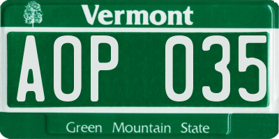 VT license plate AOP035