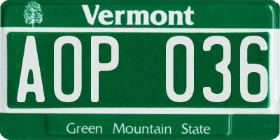 VT license plate AOP036