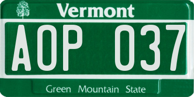 VT license plate AOP037
