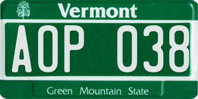 VT license plate AOP038