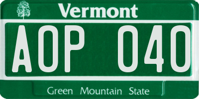VT license plate AOP040
