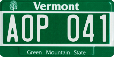 VT license plate AOP041