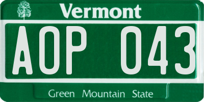 VT license plate AOP043