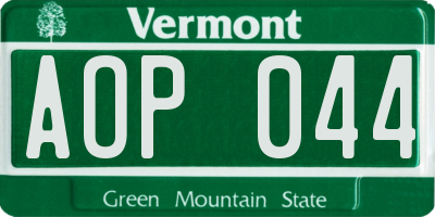 VT license plate AOP044