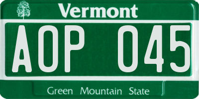 VT license plate AOP045