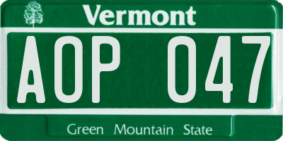 VT license plate AOP047