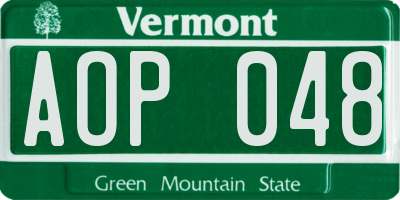 VT license plate AOP048