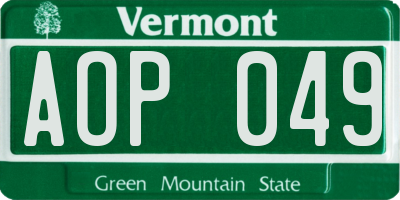 VT license plate AOP049