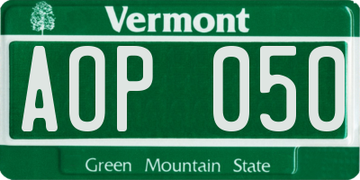 VT license plate AOP050