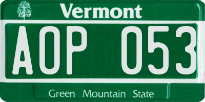 VT license plate AOP053