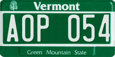 VT license plate AOP054