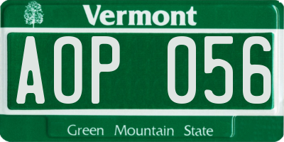 VT license plate AOP056