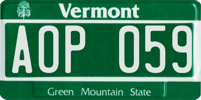 VT license plate AOP059