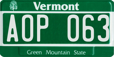 VT license plate AOP063