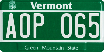 VT license plate AOP065