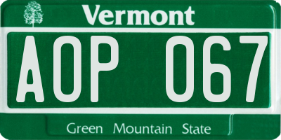 VT license plate AOP067