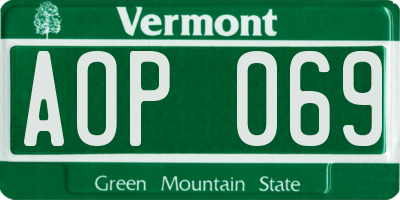 VT license plate AOP069