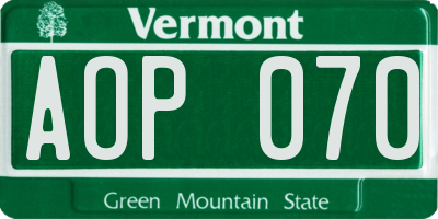 VT license plate AOP070