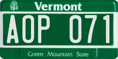 VT license plate AOP071