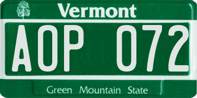 VT license plate AOP072