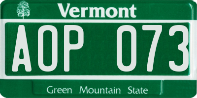 VT license plate AOP073