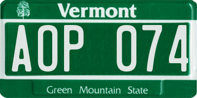 VT license plate AOP074