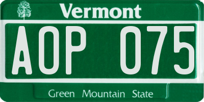VT license plate AOP075