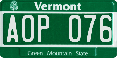 VT license plate AOP076