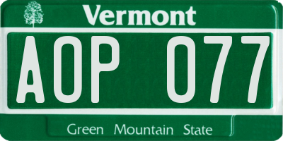 VT license plate AOP077