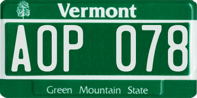 VT license plate AOP078