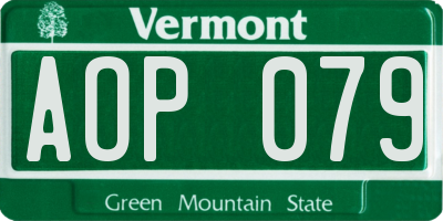 VT license plate AOP079