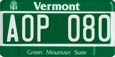 VT license plate AOP080