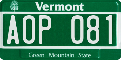 VT license plate AOP081