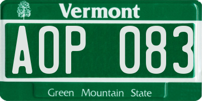 VT license plate AOP083