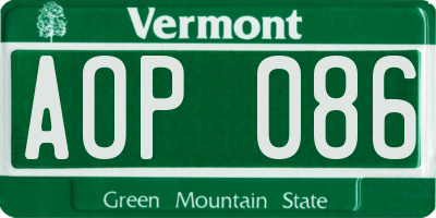 VT license plate AOP086