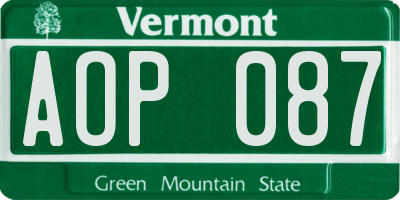 VT license plate AOP087