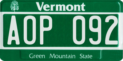 VT license plate AOP092