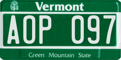 VT license plate AOP097