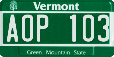 VT license plate AOP103