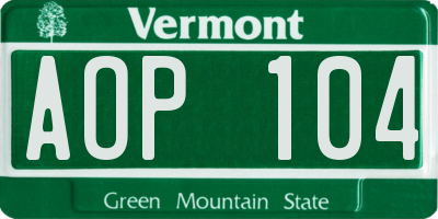 VT license plate AOP104