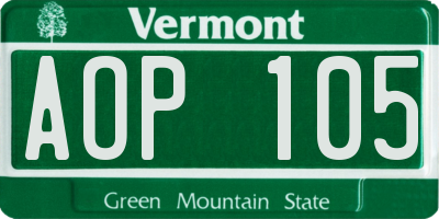 VT license plate AOP105