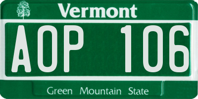 VT license plate AOP106