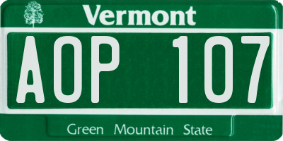 VT license plate AOP107
