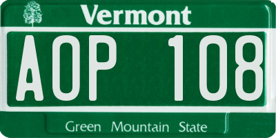 VT license plate AOP108