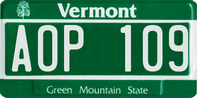 VT license plate AOP109
