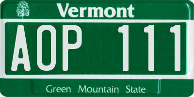 VT license plate AOP111
