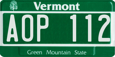 VT license plate AOP112