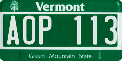 VT license plate AOP113